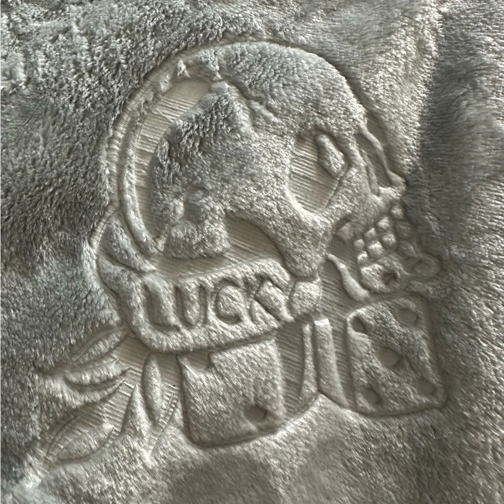 Ed Hardy Gray Plush Blanket with Skull Design - Picture 3 of 4